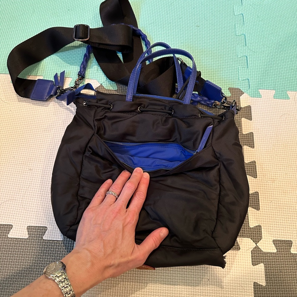 Black and blue MZ Wallace crossbody - very good used condition- lots of pockets